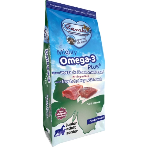 Renske Mighty Omega-3 Plus Geperst Kalkoen&Eend 12 kg