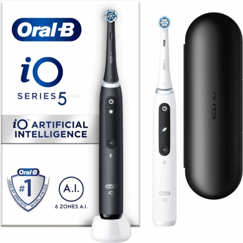 3x Oral-B Elektrische Tandenborstel iO 5 Duo Zwart&Wit 2 stuks