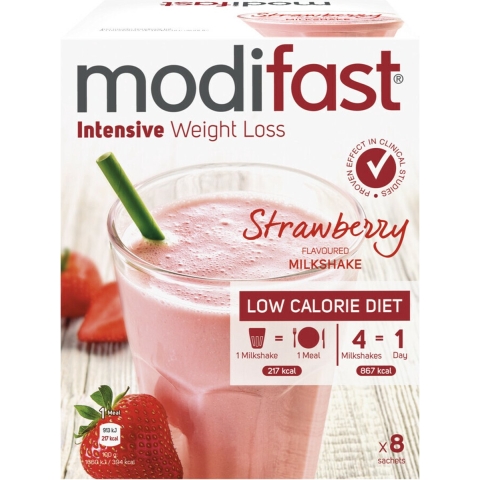 8x Modifast Intensive Milkshake Aardbei 8 x 55 gr