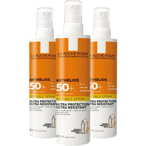 3x La Roche Posay Anthelios Zonnebrand Spray SPF50+ 200 ml