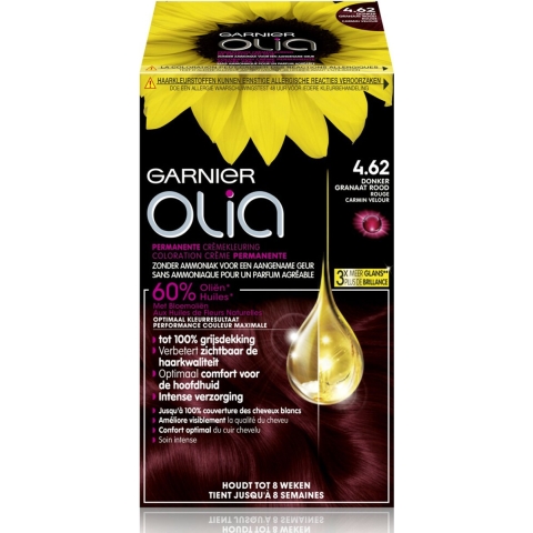 6x Garnier Olia Permanente Crèmekleuring 4.62 Donker Granaatrood