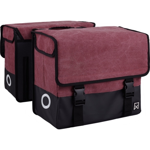 Dubbele Canvas Tas Plus Paarsrood/Matzwart 48L