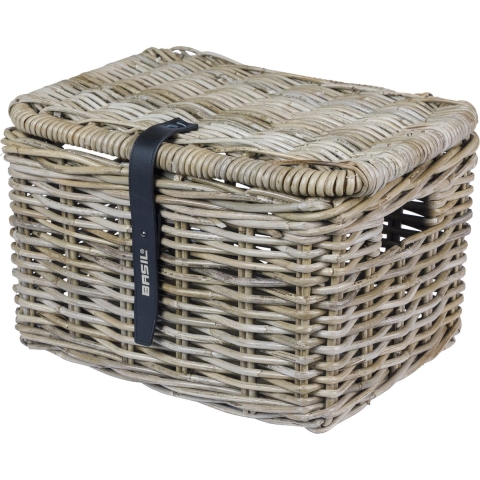 Mand Dax Small + deksel rotan grijs
