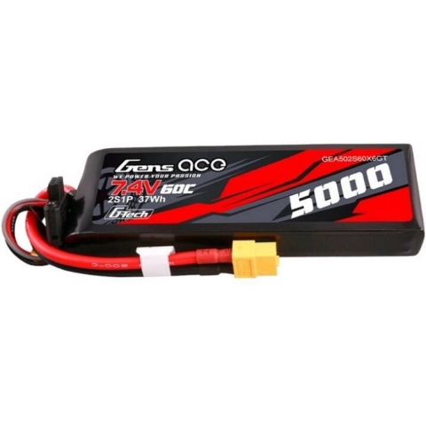 GensAce G-Tech Lipo 60C 7,4 volt 5000mah met XT60 stekker