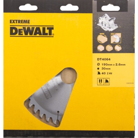 DeWALT DT4064 Extreme Cirkelzaagblad - 190 X 30 X 40T - Hout / Laminaat