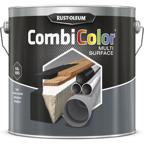 Rust-Oleum Combicolor Multi-Surface Satin - RAL 9005 Gitzwart - 2,5L