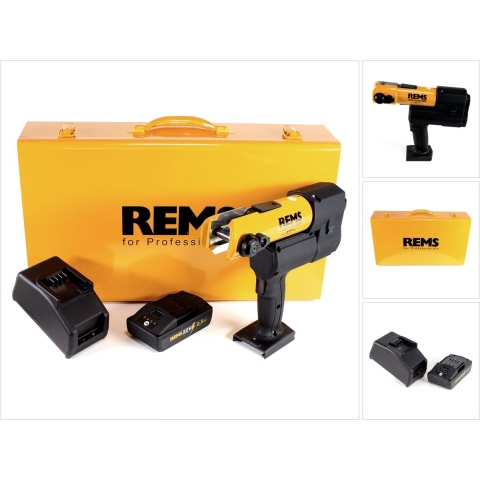 REMS 576010 R220 Akku-Press 22 V ACC Accu Perstangmachine Set In Stalen Koffer - Universeel 10-108 Mm - Incl. Accu 21.6V, 2.5Ah En Snellader