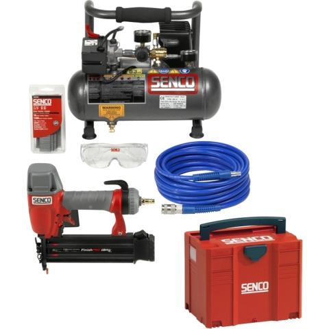 Senco PC0964EUPS Pneumatische Afwerk Tacker (Finishpro18 Mg) In T-loc Systainer&3,8L Compressor (PC1010) + 5m Slang Combiset