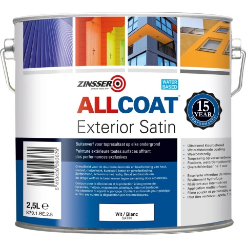 Zinsser Allcoat Exterior Satin - Op Kleur Gemengd - 10L
