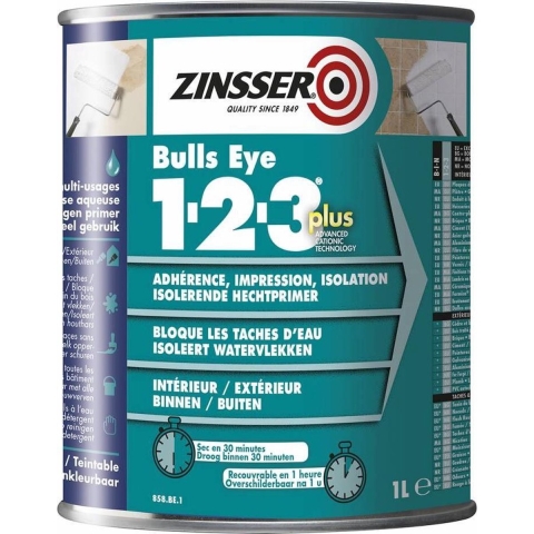 Zinsser Bulls Eye 1-2-3 Plus - Primer - Wit - 10L