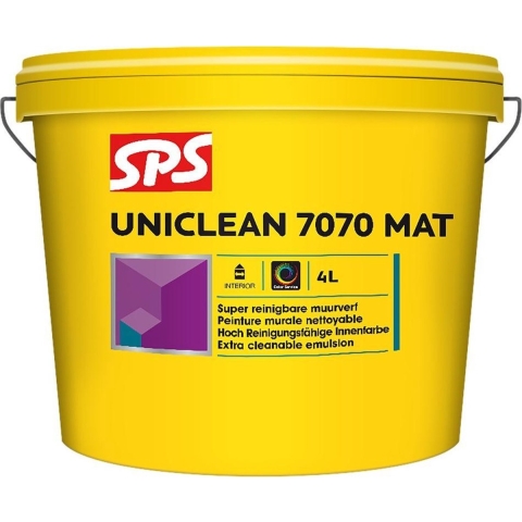 SPS Uniclean 7070 Mat Muurverf - Op Kleur Gemengd - 4L