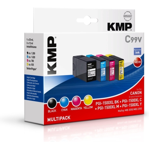 KMP Inktcartridge vervangt Canon PGI-1500BK XL, PGI-1500C XL, PGI-1500M XL, PGI-1500Y XL Compatibel Combipack Zwart, Cyaan, Magenta, Geel C99V 1564,0050