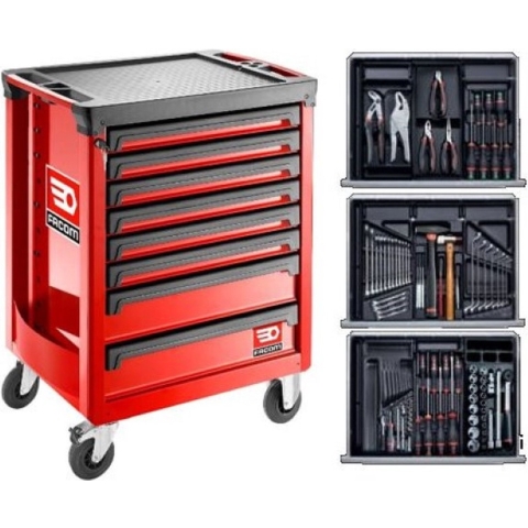 Facom SPOTLIGHTBNL ROLL.8M3A Gevulde Gereedschapswagen Rood - SPOTLIGHTBNL