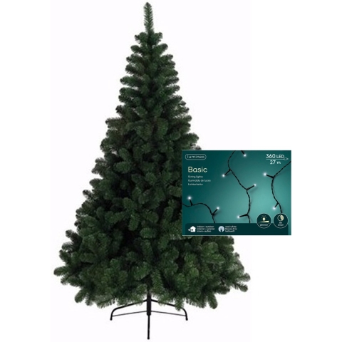 Kerstboom 210 cm incl. kerstverlichting lichtsnoer helder wit -