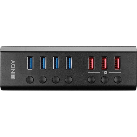 LINDY 43371 USB 3.2 Gen 1-hub 8 poorten Zwart