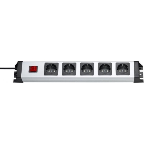 Kopp 226620015 Stekkerdoos met schakelaar 5-voudig Grijs, Zwart Randaarde stekker 1 stuk(s)