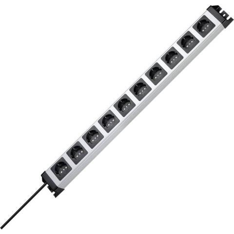 Kopp 227120011 Stekkerdoos 10-voudig Grijs, Zwart Randaarde stekker 1 stuk(s)