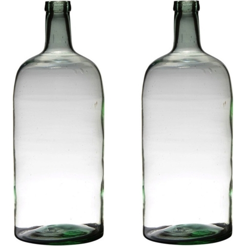2x stuks transparante luxe stijlvolle flessen vaas/vazen van glas 50 x 19 cm -