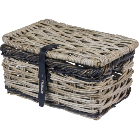 Mand Dijon Small rotan grijs/zwart met Deksel