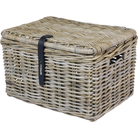 Mand Dax Large + deksel rotan grijs