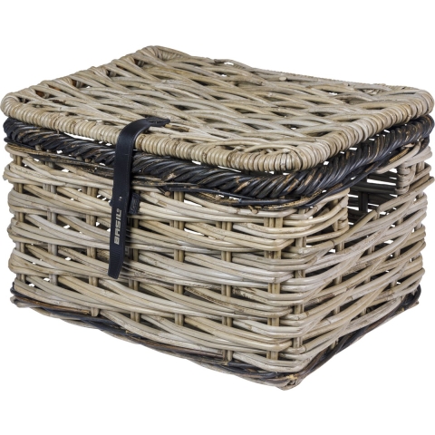 Mand Dijon L rotan grijs/zwart met Deksel
