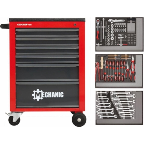 Gedore R21560004 | Gereedschapwagen MECHANIC | 6 laden | Rood | 129-Delig 3301673