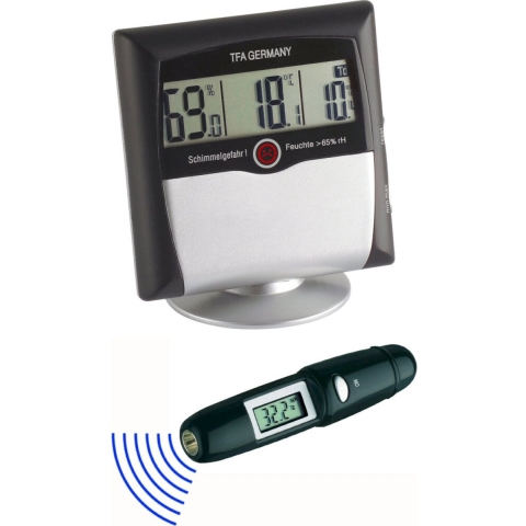 TFA Dostmann MS-10 Luchtvochtigheidsmeter (hygrometer) 1 % Hrel 99 % Hrel Set hygrometer + infrarood-thermometer