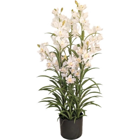 Cymbidium kunstplant 125 cm, wit - Buitengewoon de Boet