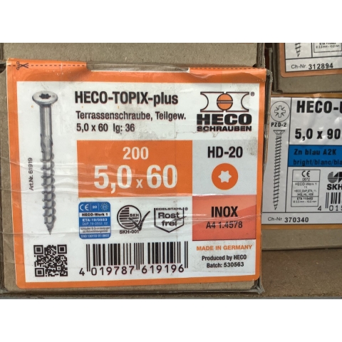 HECO-TOPIX-plus A4 5,0 x 60 vlonderschroef vk T-20 DD; 200 stuks - HC61919