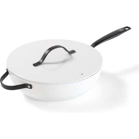 BE Living Wokpan met Deksel - Ø 30 cm - Keramische anti-aanbaklaag - PFAS vrij - Geschikt voor alle warmtebronnen - Wit
