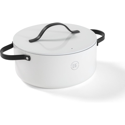 BE Living Braadpan met Deksel - Ø 28 cm - Keramische anti-aanbaklaag - Geschikt voor alle warmtebronnen - Wit