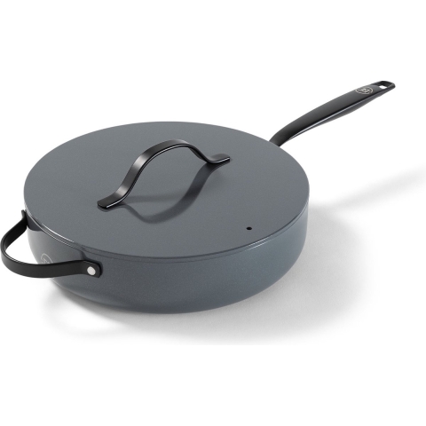 BE Living Hapjespan met Deksel - Ø 28cm - Keramische anti-aanbaklaag - PFAS vrij - Geschikt voor alle warmtebronnen - Grijs