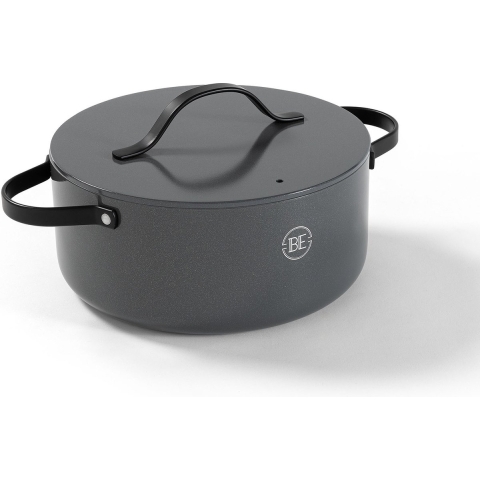 BE Living Braadpan met Deksel - Ø 24 cm - Keramische anti-aanbaklaag - Geschikt voor alle warmtebronnen - Grijs