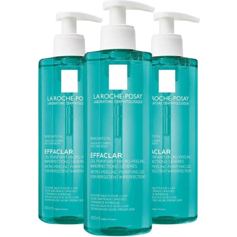 3x La Roche Posay Effaclar Zuiverende Micro-Peeling Gel 400 ml