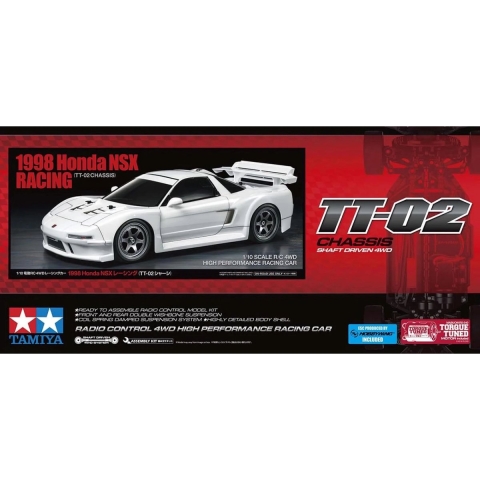 Tamiya 1:10 RC auto Elektro Straatmodel Honda NSX 1998 Racing 4WD Bouwpakket