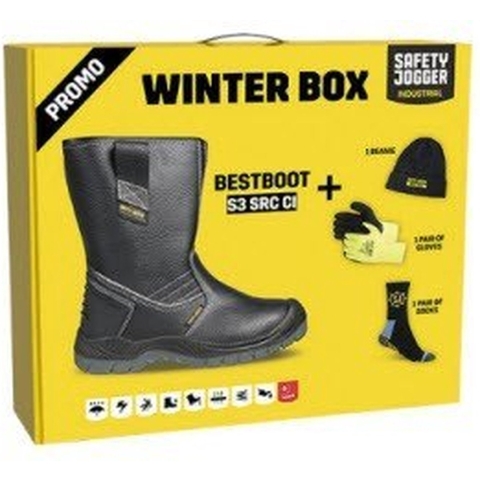 Safety Jogger Winterbox | Bestboot veiligheidslaars + sokken + Handschoenen + muts | Zwart | Maat 46 - SI9700460