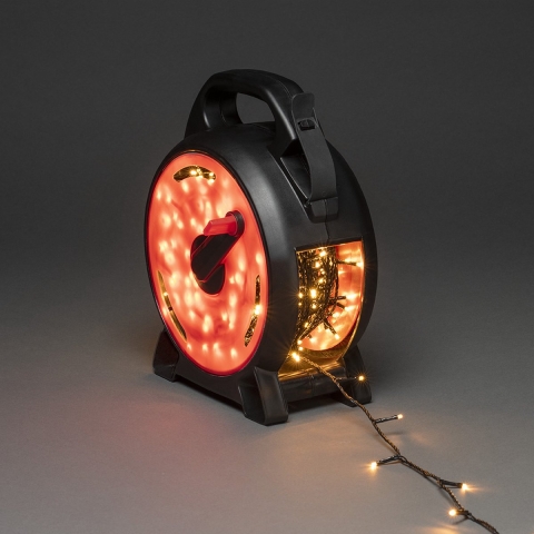 Konstsmide 3832-807 Lichtkettingsysteem Binnen/buiten Energielabel: E (A - G) werkt op het lichtnet Aantal lampen 200 LED Barnsteen Verlichte lengte: 13.93 m
