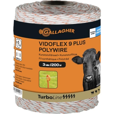 Gallagher Vidoflex 9 TurboLine Plus wit 200m - 011247 011247