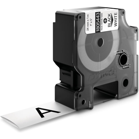 Labeltape krimpkous DYMO IND RHINO 1805443 Polyolefine Tapekleur: Wit Tekstkleur:Zwart 24 mm 1.5 m