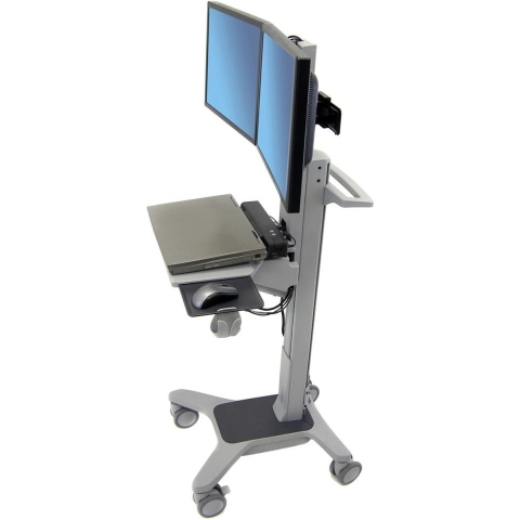 Ergotron Neo-Flex® Dual WideView WorkSpace PC/monitor-trolley 2-voudig 25,4 cm (10) - 55,9 cm (22) Grijs Toetsenbordhouder, Roteerbaar