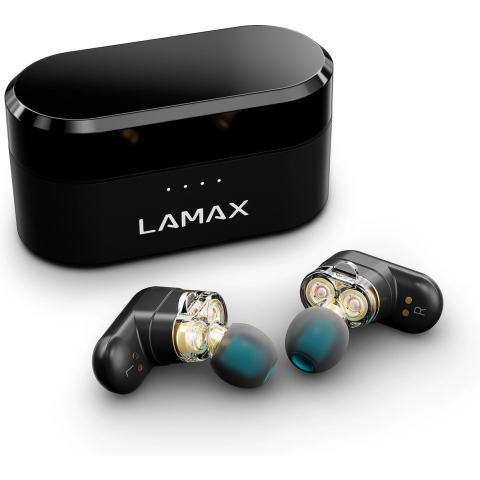 Lamax Duals1 In Ear headset Bluetooth Stereo Zwart Indicator voor batterijstatus, Headset, Oplaadbox, Volumeregeling, Microfoon uitschakelbaar (mute), Mono,
