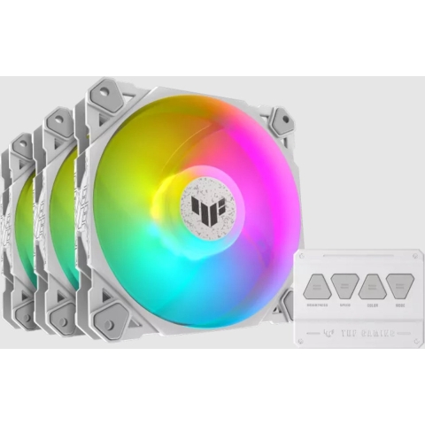 Asus TUF GAMING TF120 ARGB PC-ventilator Wit (b x h x d) 120 x 25 x 120 mm Incl. afstandsbediening, Incl. LED-verlichting
