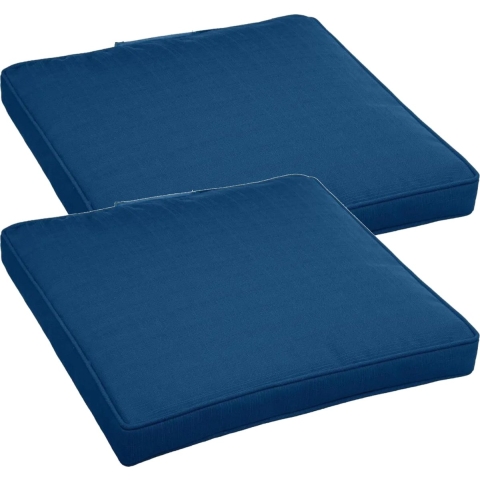 Set van 6x stuks stoelkussens voor binnen en buiten in de kleur blauw 40 x 40 x 4 cm -
