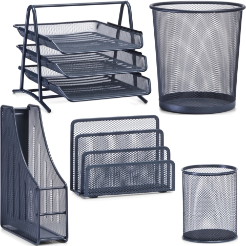 Thuis kantoor luxe bureau inrichting set 5-delig metaal antraciet-kleurig -
