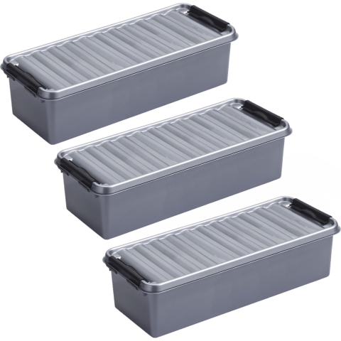 8x stuks opberg box/opbergdoos 3.5 liter 38.5 x 14 x 9.2 cm kunststof -