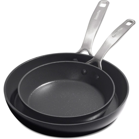 GreenPan Koekenpannenset Copenhagen - Zwart - ø 20 en 28 cm - keramische anti-aanbaklaag