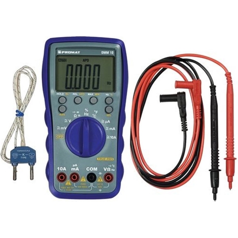 Promat Multimeter | DMM 10 | 0-600 V AC/DC | WAAR RMS | Temperatuur - 4000828844 - 4000828844