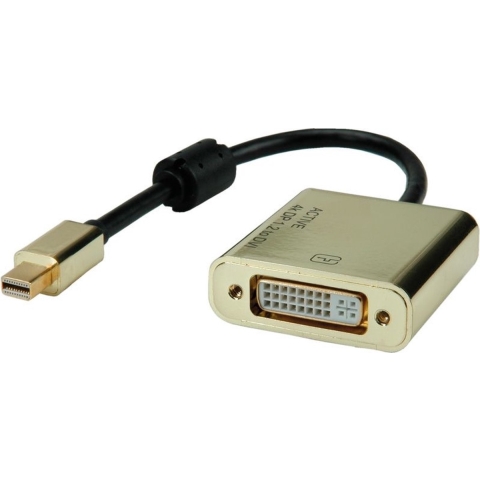 ROLINE GOLD 4K Mini DisplayPort/DVI Adapter, Actief, v1.2, Mini DP Male - DVI Female