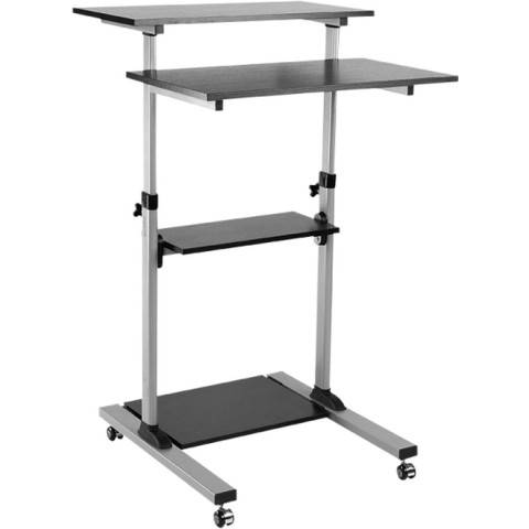 LogiLink Zit-sta-bureau In hoogte verstelbaar, Met wieltjes Hoogte: 938 tot 1378 mm (b x d) 700 mm x 705 mm Zilver BP0070 BP0070