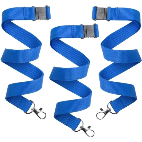 Keycord/lanyard koord - 100x - blauw - met sleutelhanger - 50 cm -
